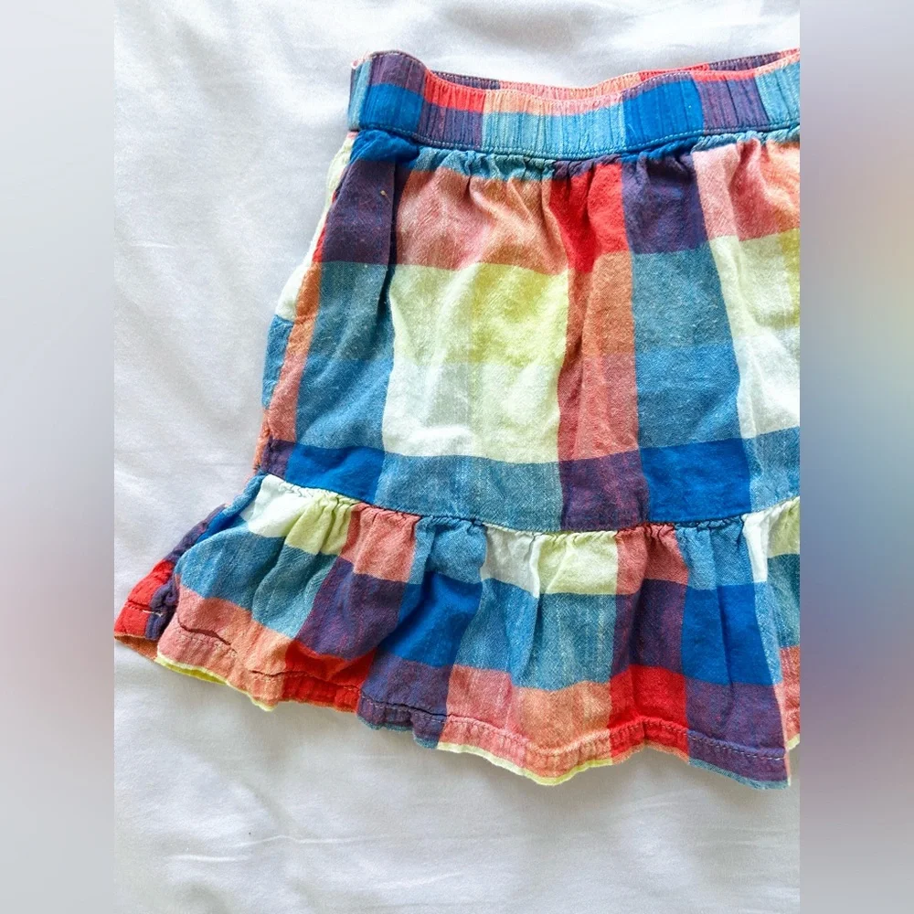Old Navy Toddler Colorful Plaid Ruffle Hem Gingham Smocked Skirt- Girls 3 / 3T